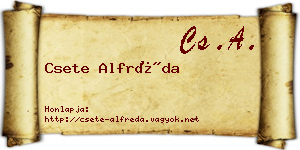 Csete Alfréda névjegykártya